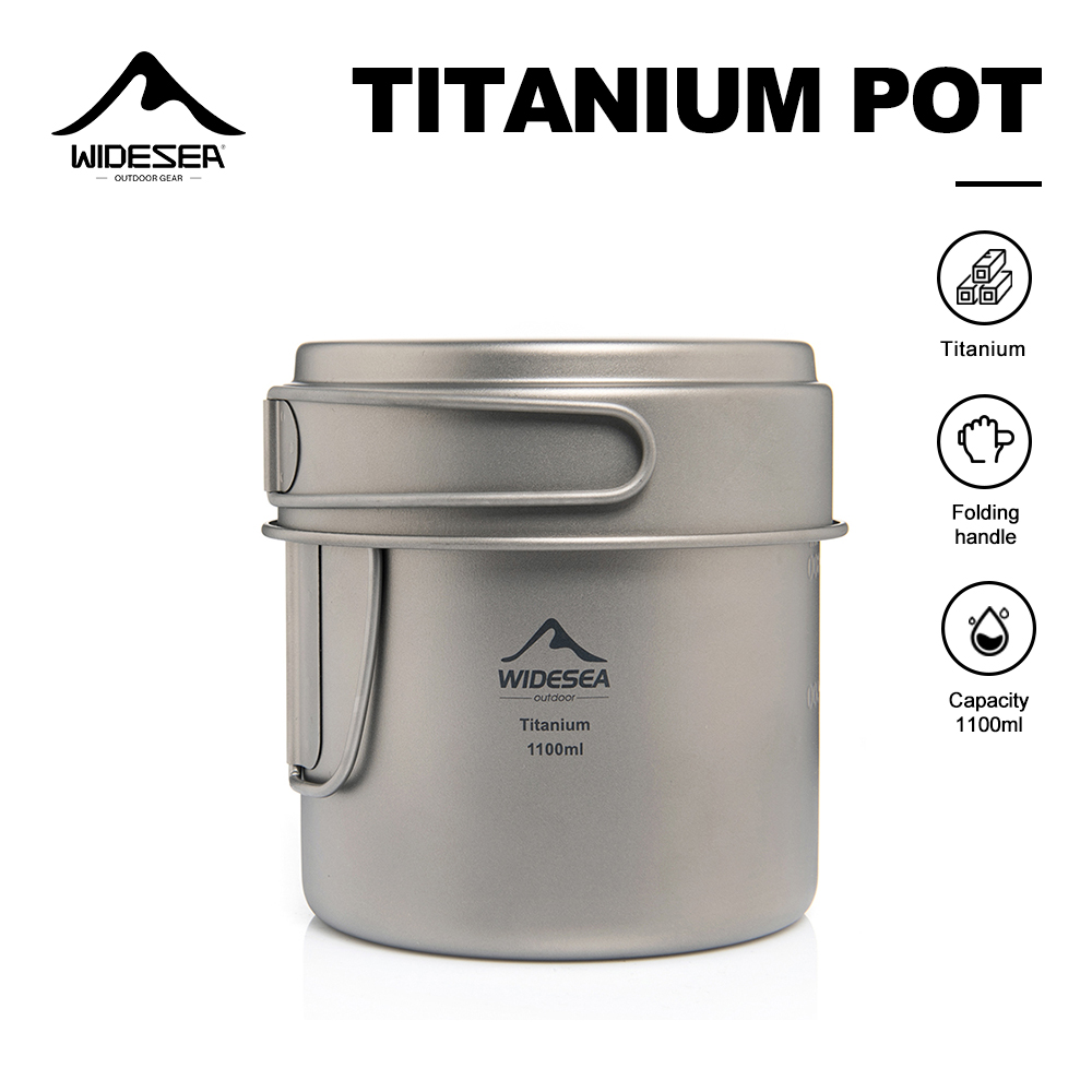 Camping Cooking System - Widesea Ultralight Titanium Camping Pot 1100ml