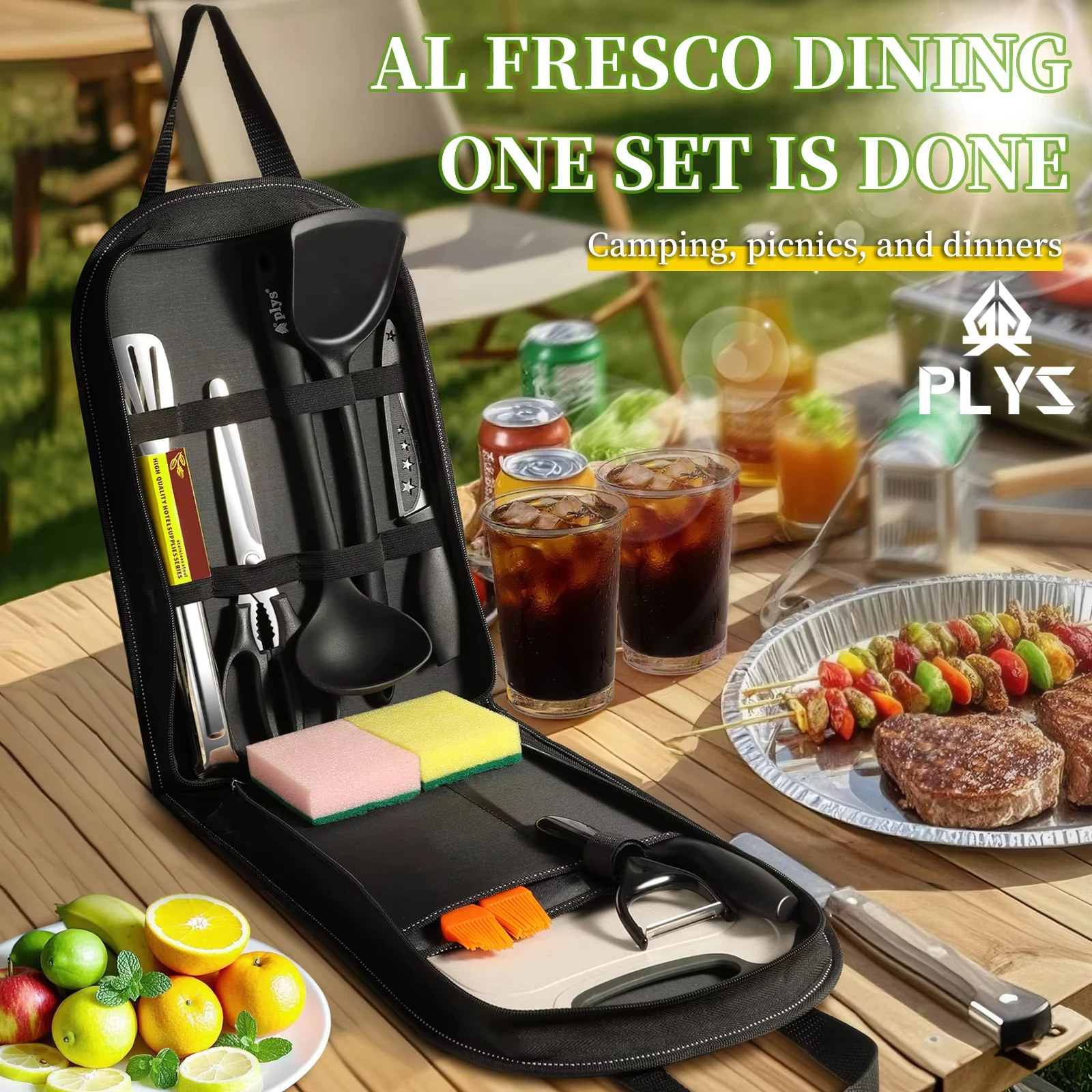 Camping Cooking And Dining Set - Portable outdoor utensils set of 10