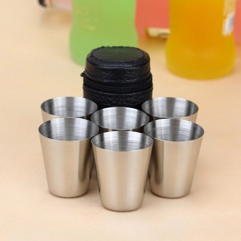 Camping Cooking Mug - 4/6Pcs Stainless Steel Cups Mini Shot