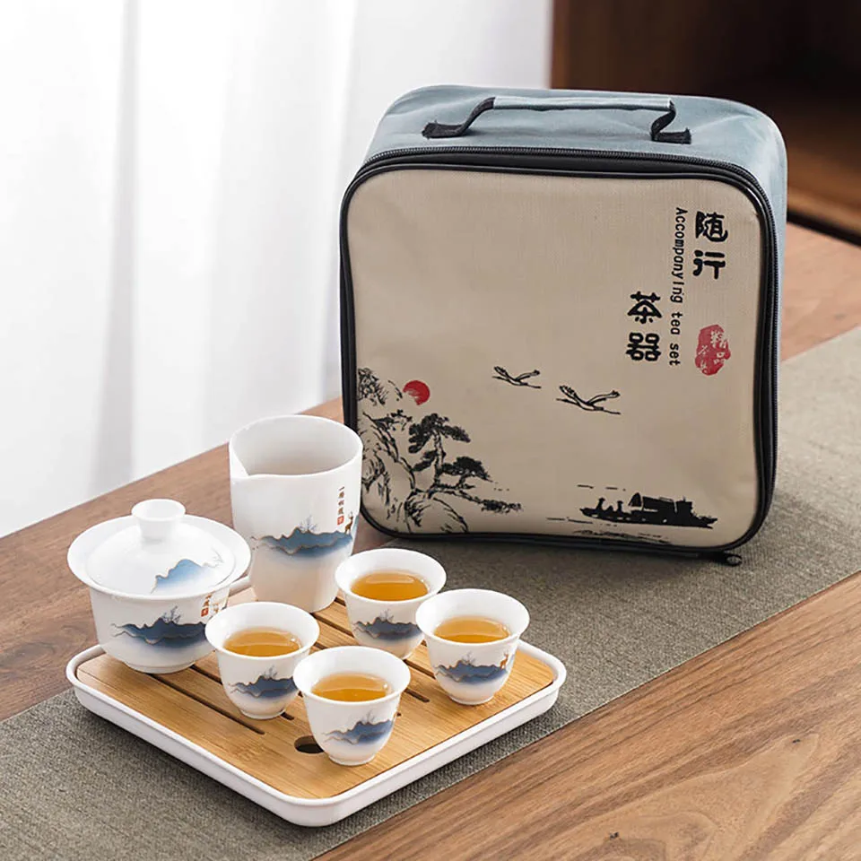 Camping Cooking Utensils Kit - Ceramic Chinese Kung Fu Tea Set，Suitable