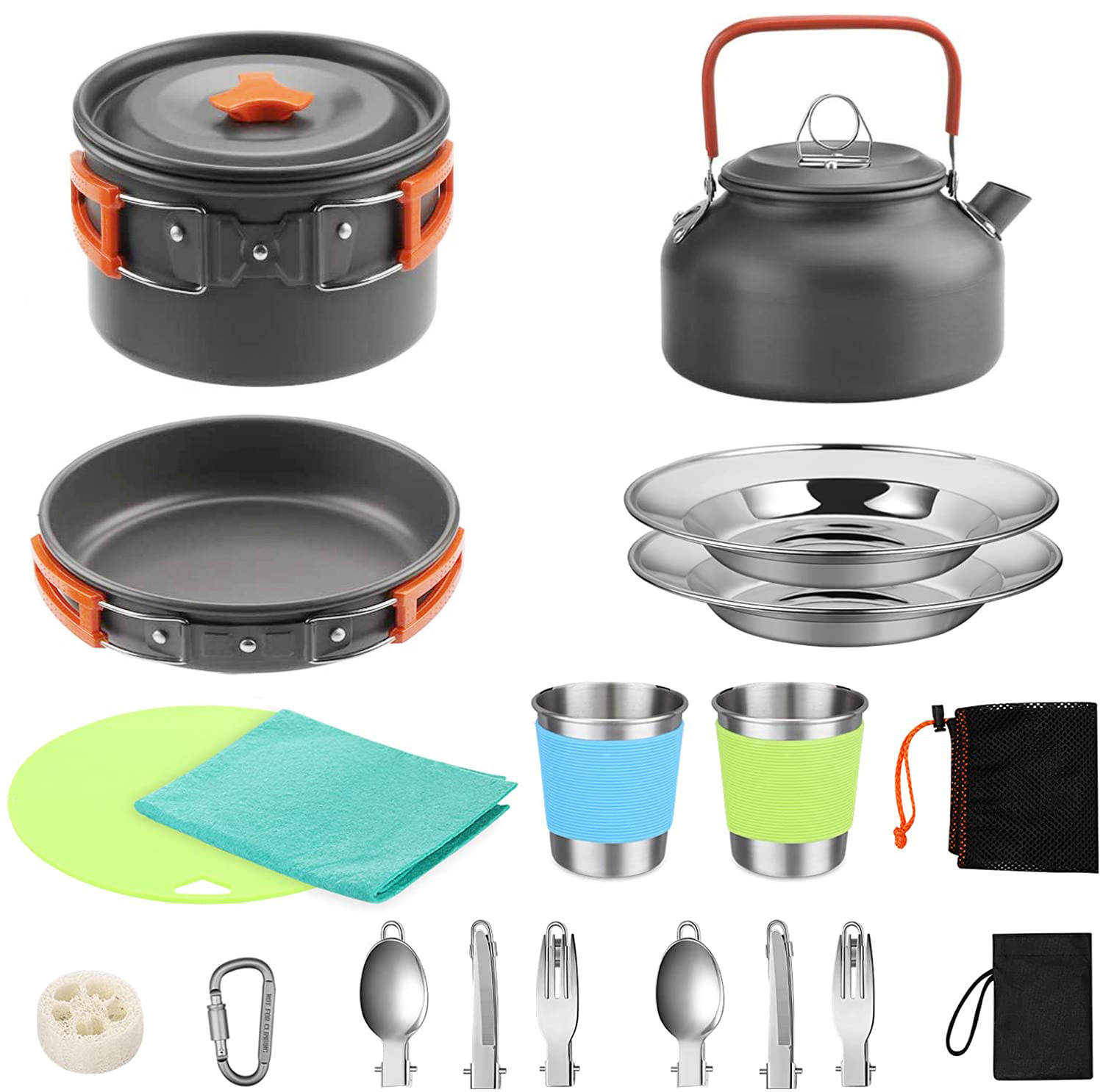 Camping Cooking Kettle - Complete 2-3 Person Camping Cook Set