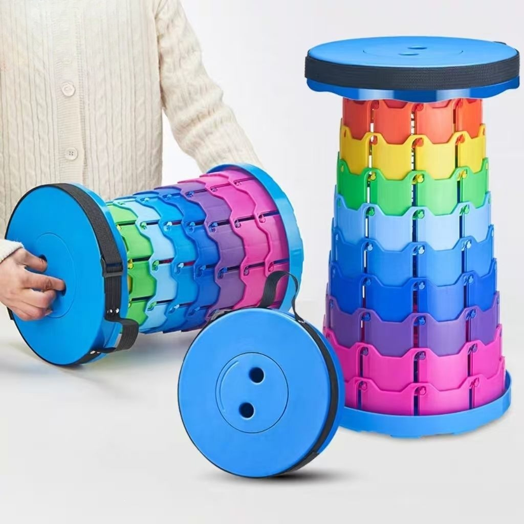 Camping Cooking Utensils Kit - Rainbow Telescopic Camping Stool Portable Thickened