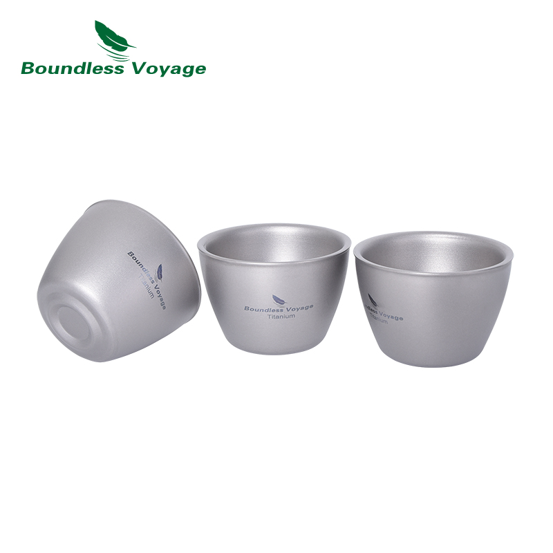 Camping Outdoor Cooking Table - Boundless Voyage 40ml Titanium Tea Cups