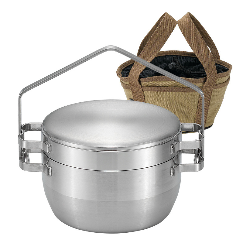 Camping Hanging Cooking Pot - Thickened stainless steel outdoor hanging pot