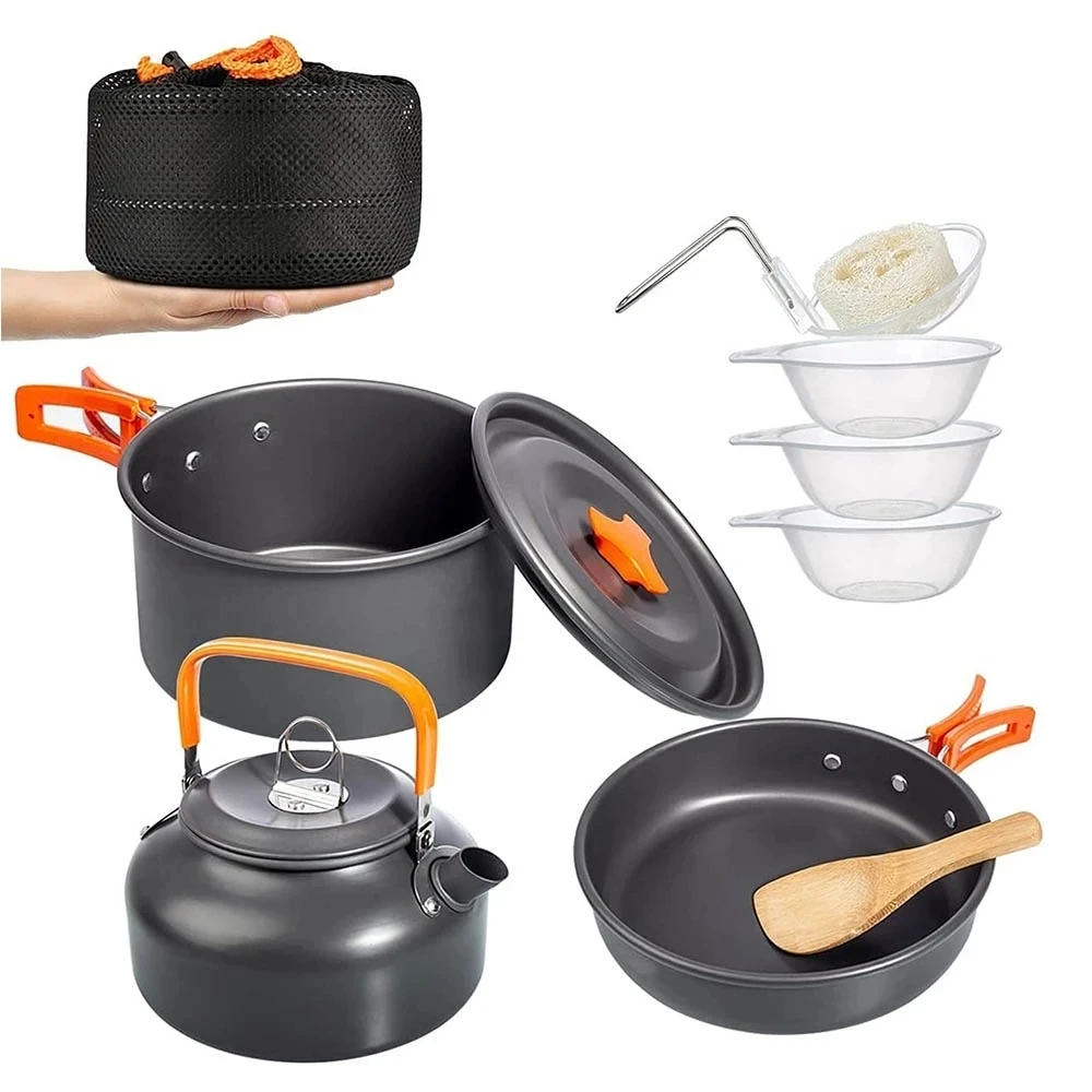 Camping Cooking Set For 4 - Camping Cookware Kit Outdoor Cooking Set