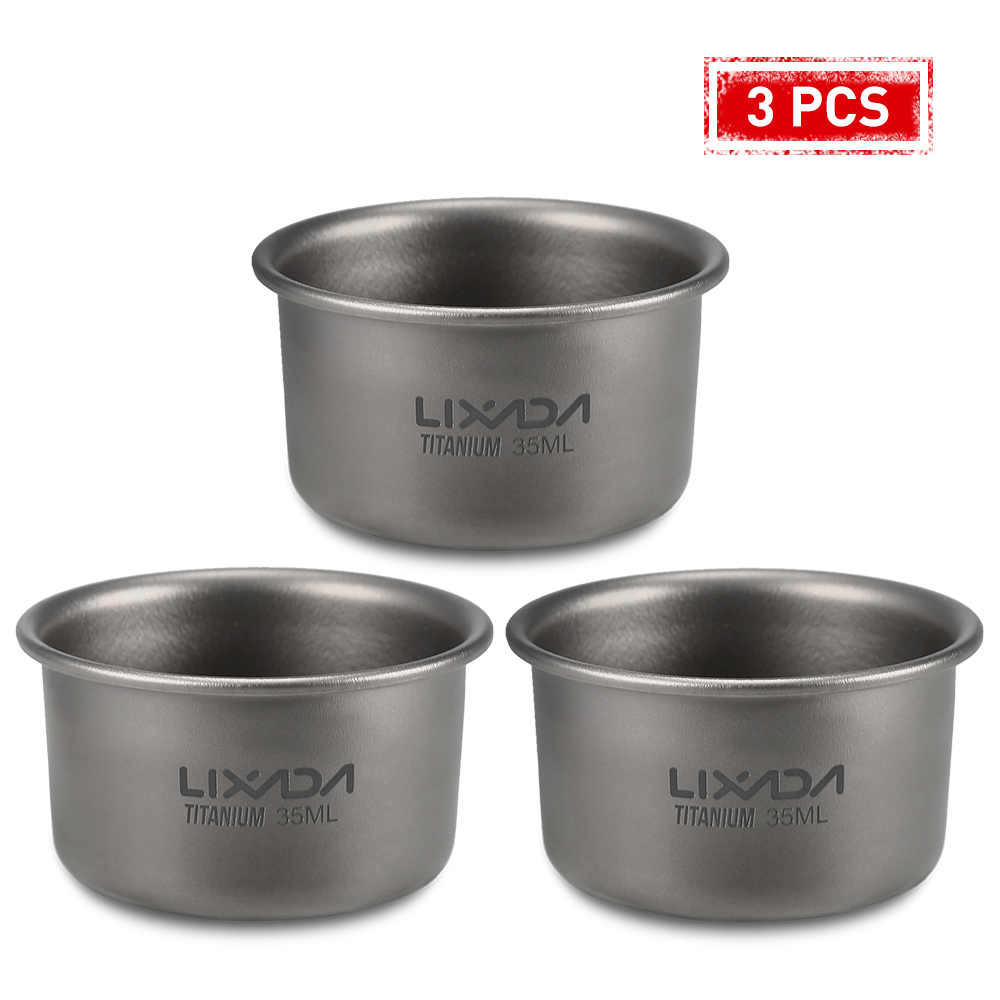 Camping Cooking Mug - 1/3pcs Lixada 35ml Mini Titanium Tea