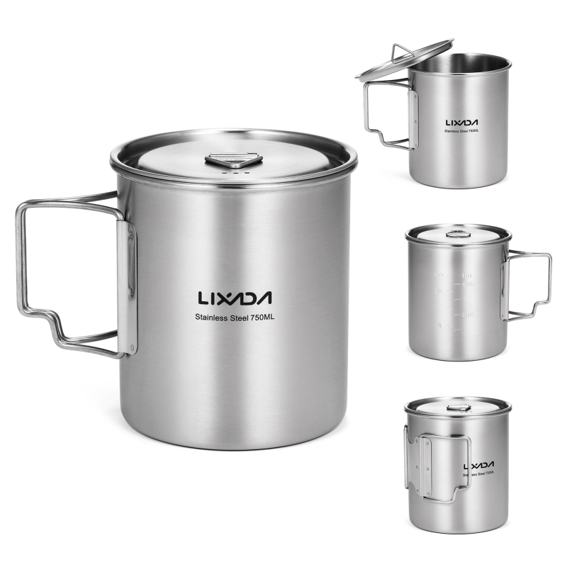 Camping Cooking Mug - Lixada 750ml Cup Outdoor Stainless Steel