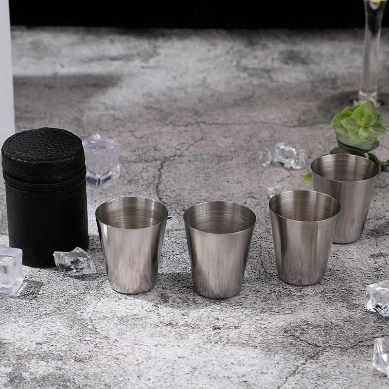 Camping Cooking Set With Bag - Stainless Steel Shot Glass Set 30ml