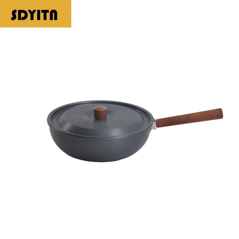 Camping Cooking Wok - Outdoor Aluminum Alloy Wok With Detachable