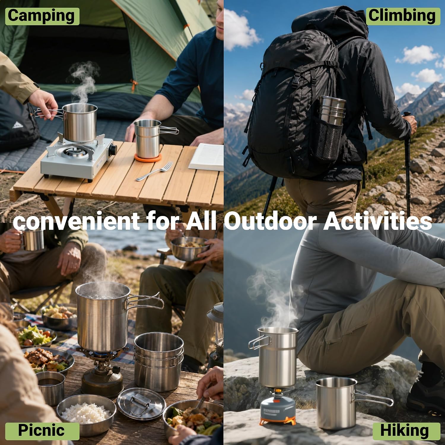 Foldable Camping Cups Mugs Cam - Camping Cooking Mug recension och pris