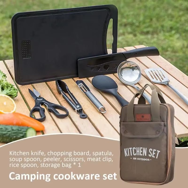 8pcs Camping Kitchen Cookware  - Camping Outdoor Cooking Set recension och pris