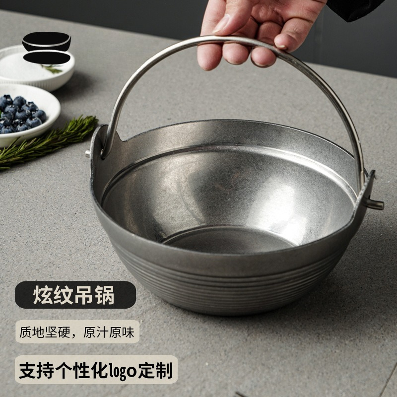 Retro three-layer steel campin - Camping Hanging Cooking Pot recension och pris
