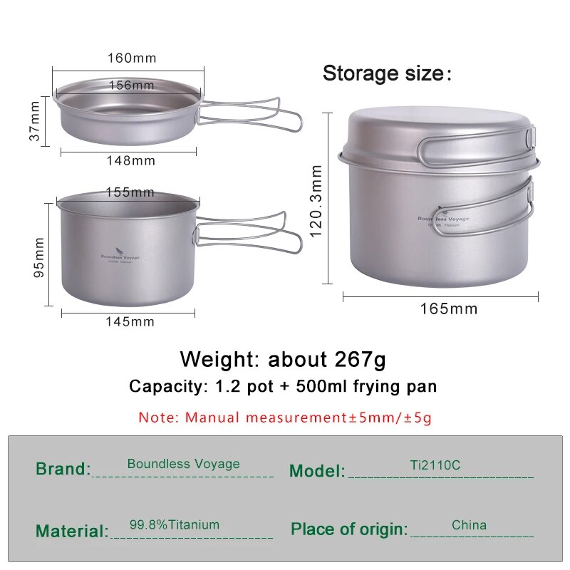 Boundless Voyage Titanium Pot  - Camping Cooking Set For 4 recension och pris