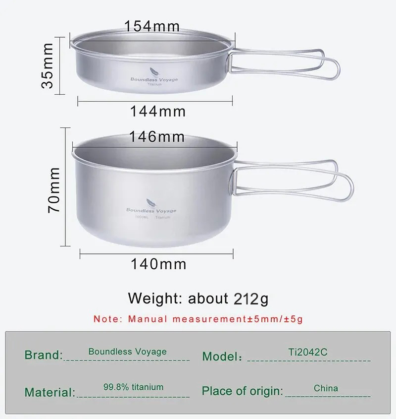 Boundless Voyage Titanium Pot  - Camping Cooking Set For 4 recension och pris