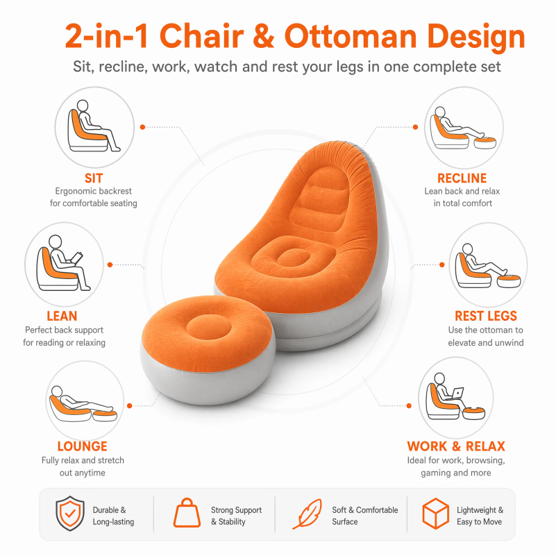 Flocking Inflatable Lazy Sofa  - Camping Cooking Utensils Kit recension och pris