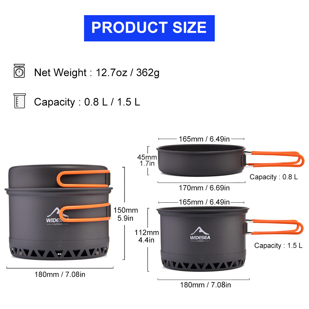 Widesea Camping Pot 1.3L 2.3L  - Camping Cooking And Dining Set recension och pris