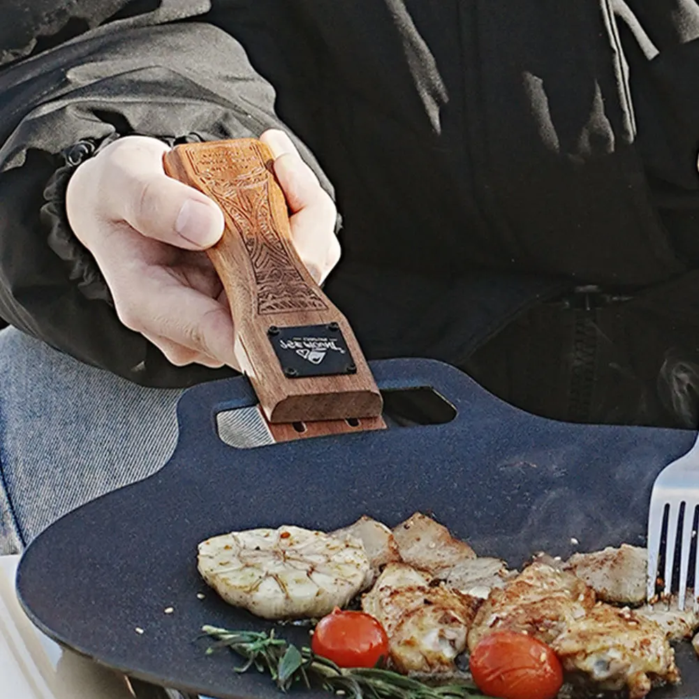 Outdoor Natural Wood Grill Pan - Camping Cooking Plate recension och pris