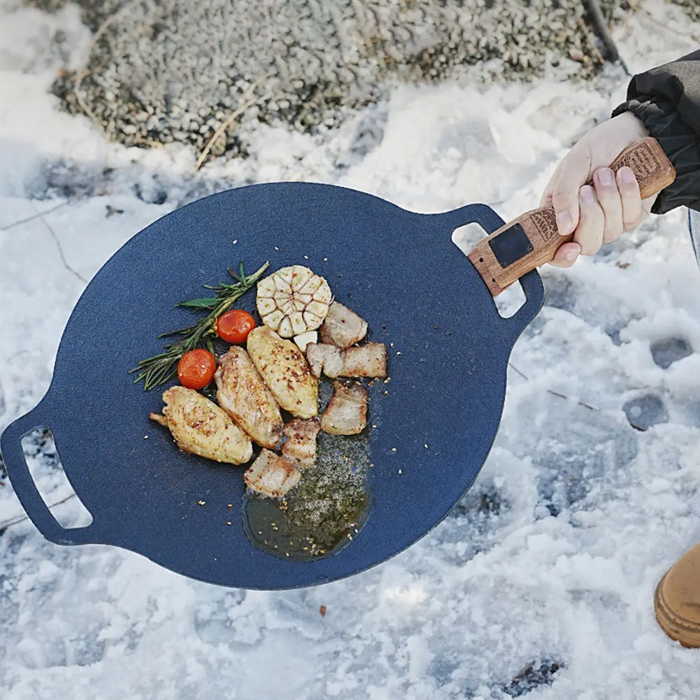 Outdoor Natural Wood Grill Pan - Camping Cooking Plate recension och pris