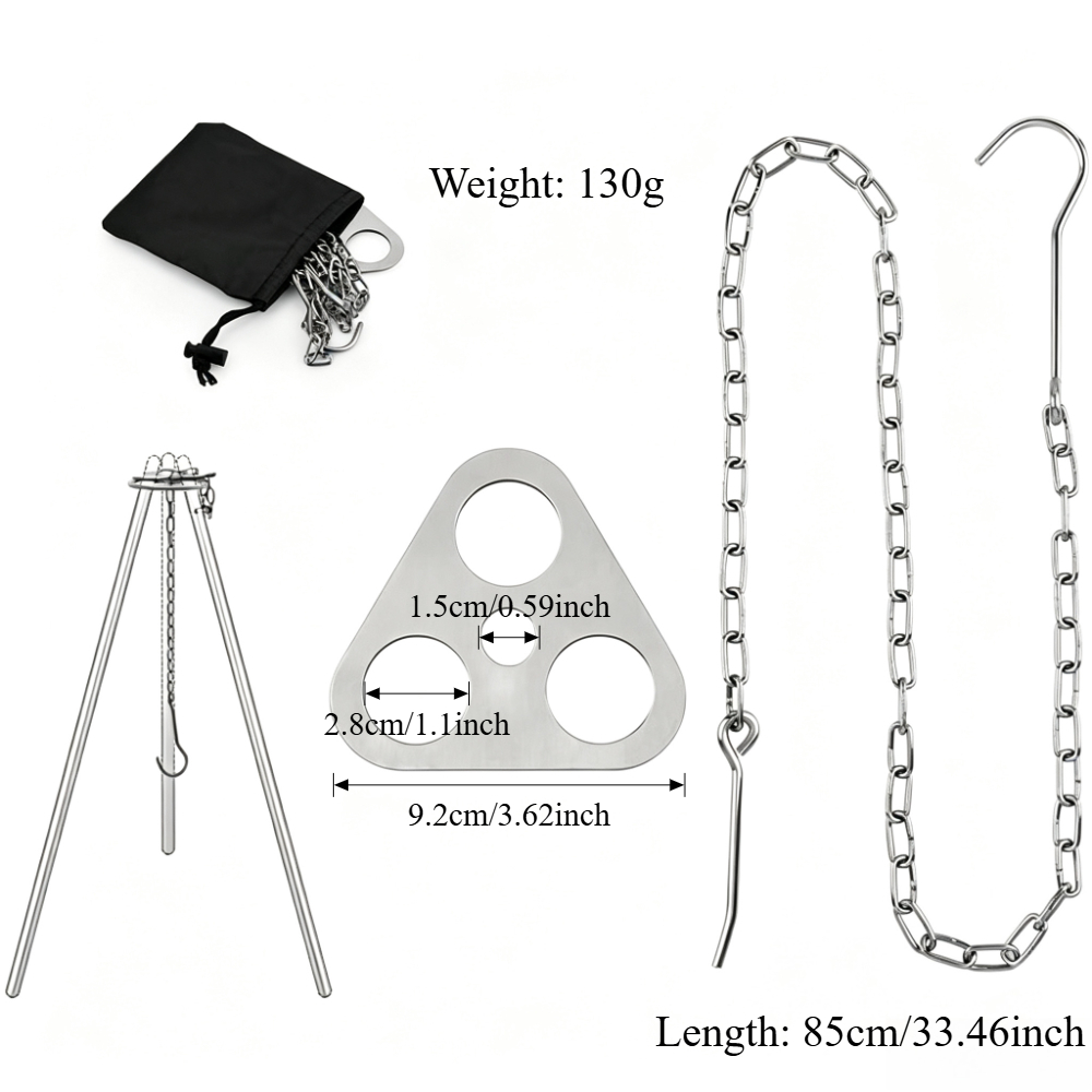 Adjustable Camping Tripod for  - Camping Hanging Cooking Pot recension och pris