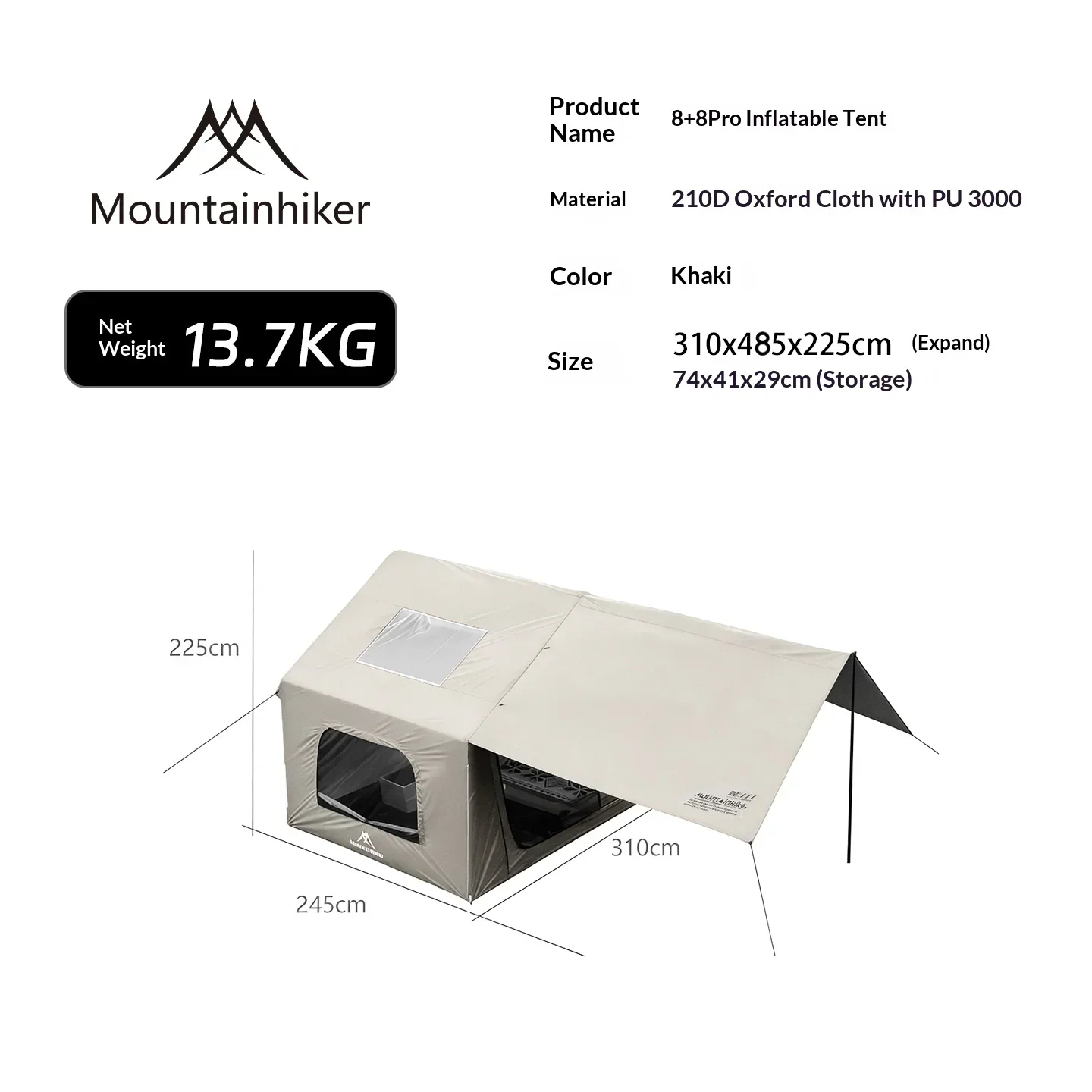 8+8㎡ MOUNTAINHIKER Inflatable  - Camping Cooking Utensils Kit recension och pris