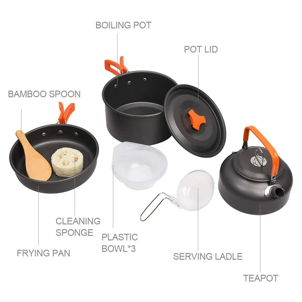 Camping Cookware Kit Outdoor C - Camping Cooking Set For 4 recension och pris