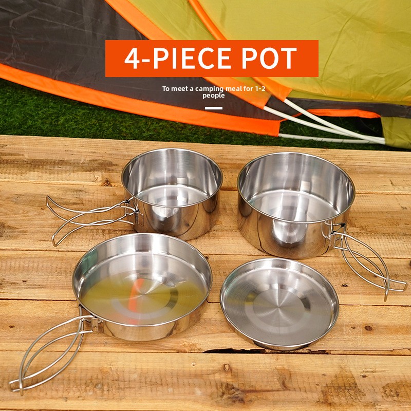 CLS 4-Piece Stainless Steel Ca - Camping Cooking Set For 4 recension och pris