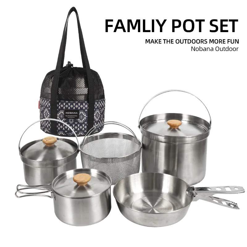 2026 New Outdoor Stainless Ste - Camping Cooking Set With Bag recension och pris